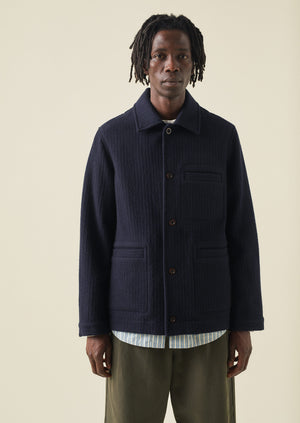 Indigo Textured Stripe Chore Jacket | Indigo