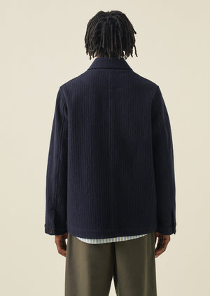 Indigo Textured Stripe Chore Jacket | Indigo
