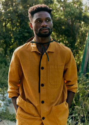 Arlo Garment Dyed Herringbone Jacket | Mustard