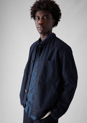 Chinese Style Tang Suit Washed Denim Top Stand Collar Denim