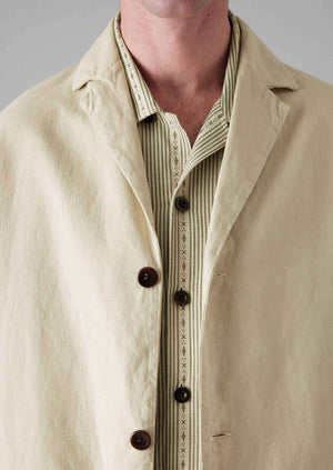 Cotton Linen High Break Blazer | Wood Ash