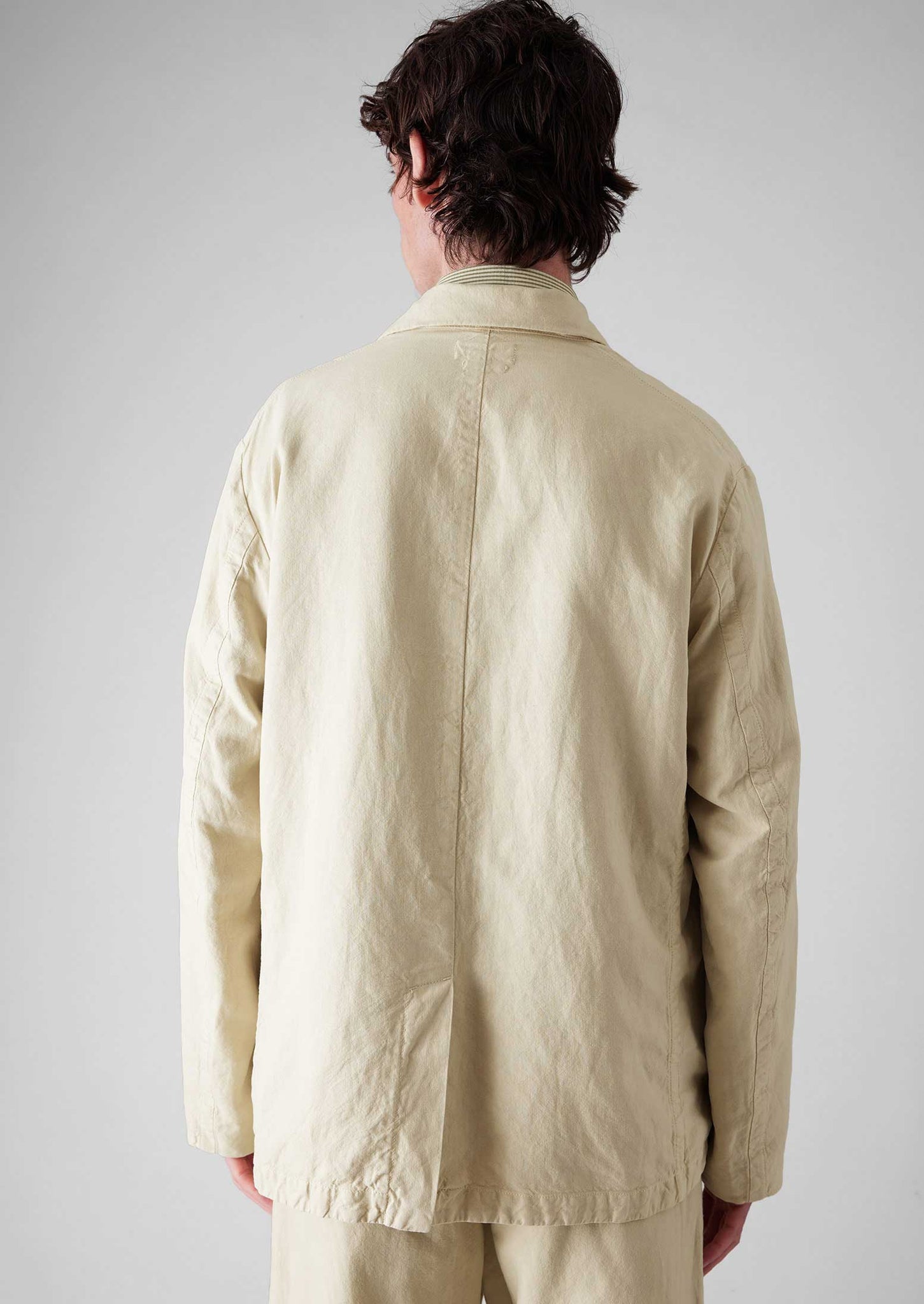 Cotton Linen High Break Blazer | Wood Ash