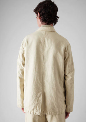 Cotton Linen High Break Blazer | Wood Ash