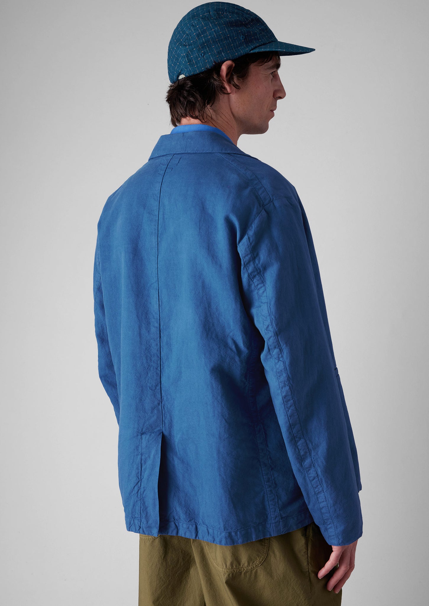Cotton Linen High Break Blazer | Washed Indigo