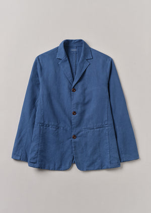 Cotton Linen High Break Blazer | Washed Indigo