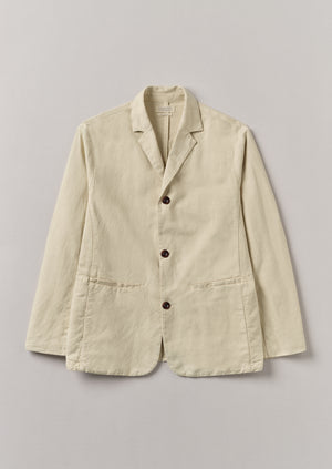 Cotton Linen High Break Blazer | Wood Ash