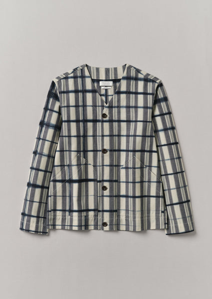 Edo Stripe Clamp Dyed Jacket Indigo Ivory