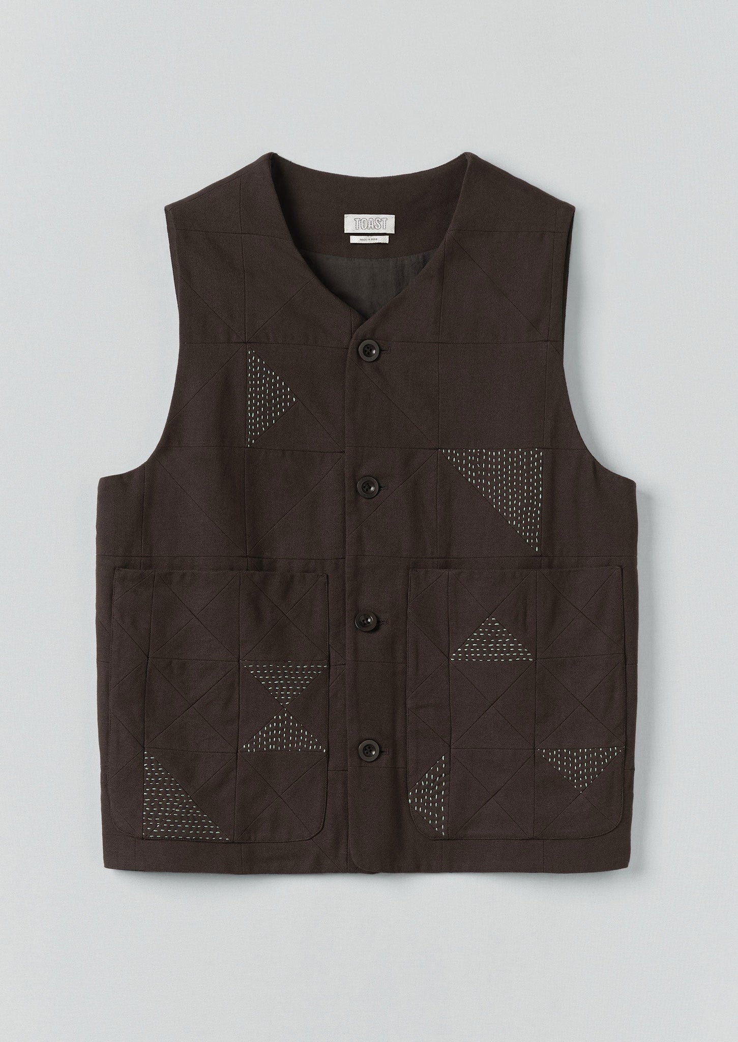Patchwork Kantha Gilet | Pine