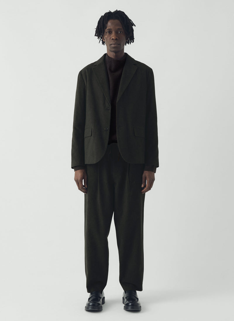 Brushed Cotton Revere Collar Jacket | Dark Olive