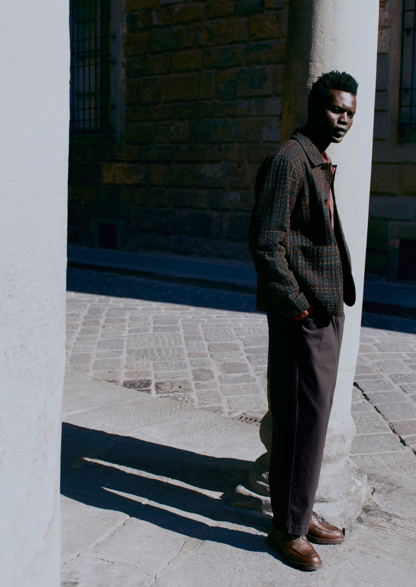 Kantha Stitch Tweed Jacket | Slate