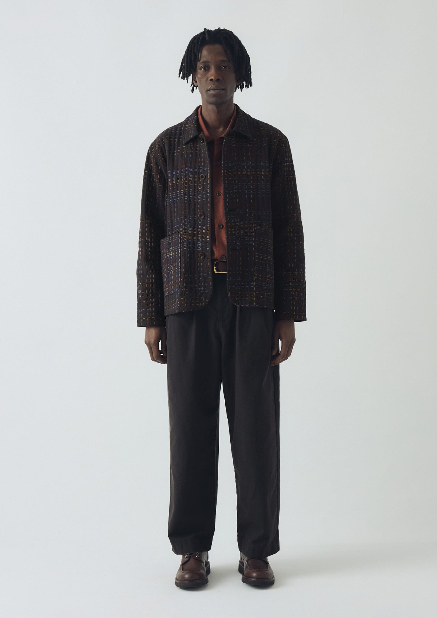 Kantha Stitch Tweed Jacket | Slate