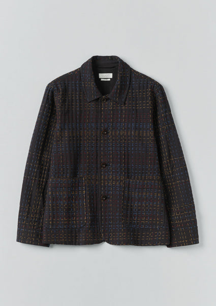 Kantha Stitch Tweed Jacket Slate