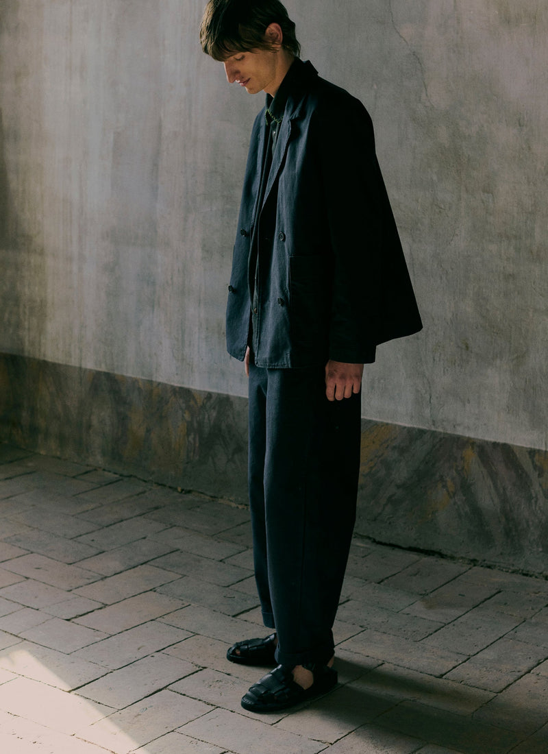 Cotton Canvas Breasted Jacket | Slate