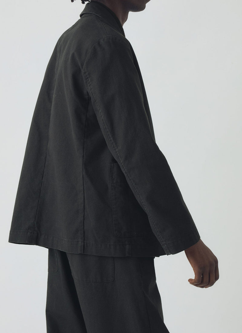 Cotton Canvas Breasted Jacket | Slate