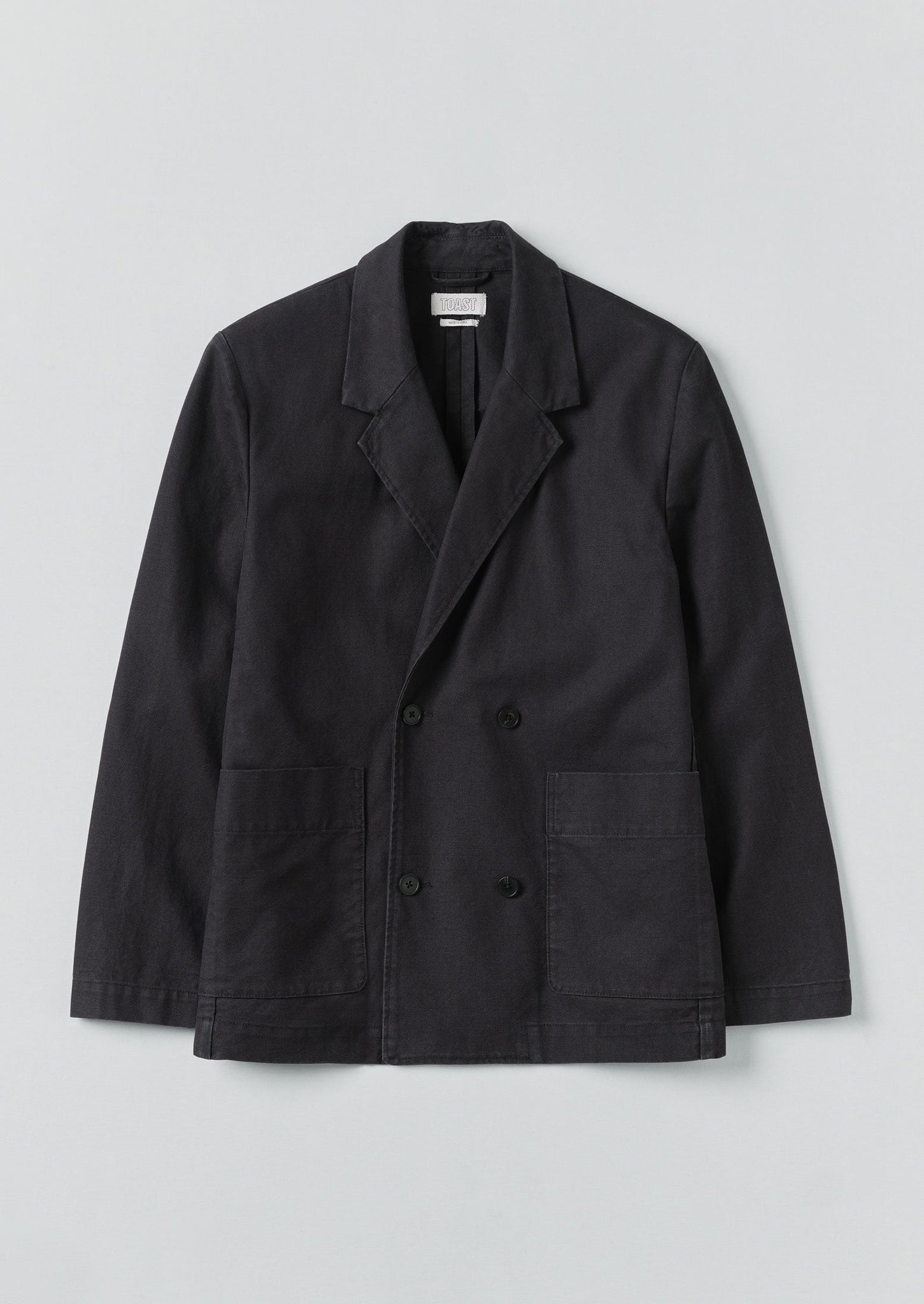 Cotton Canvas Breasted Jacket | Slate