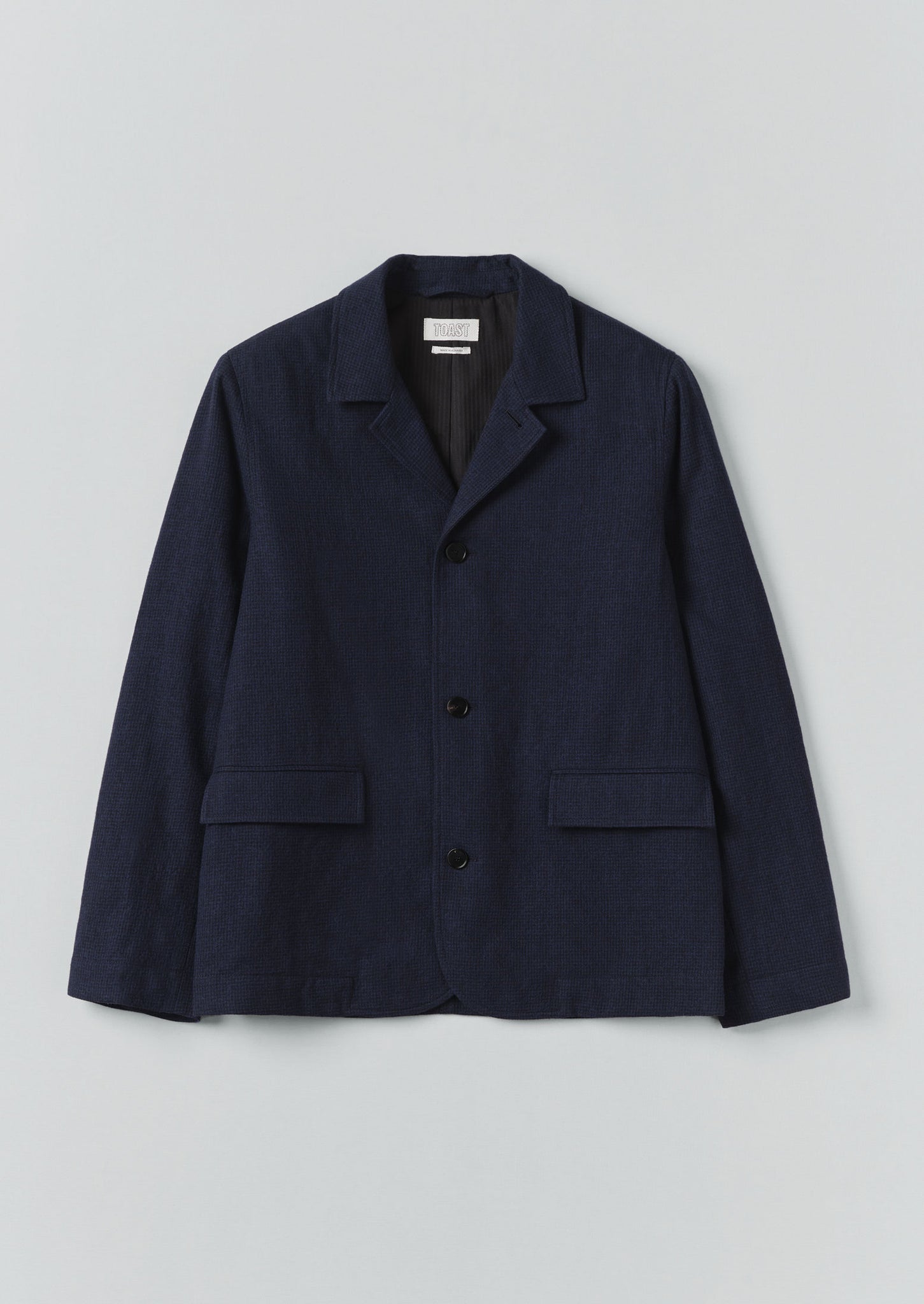 Houndstooth Cotton Wool Jacket | Dark Navy | TOAST