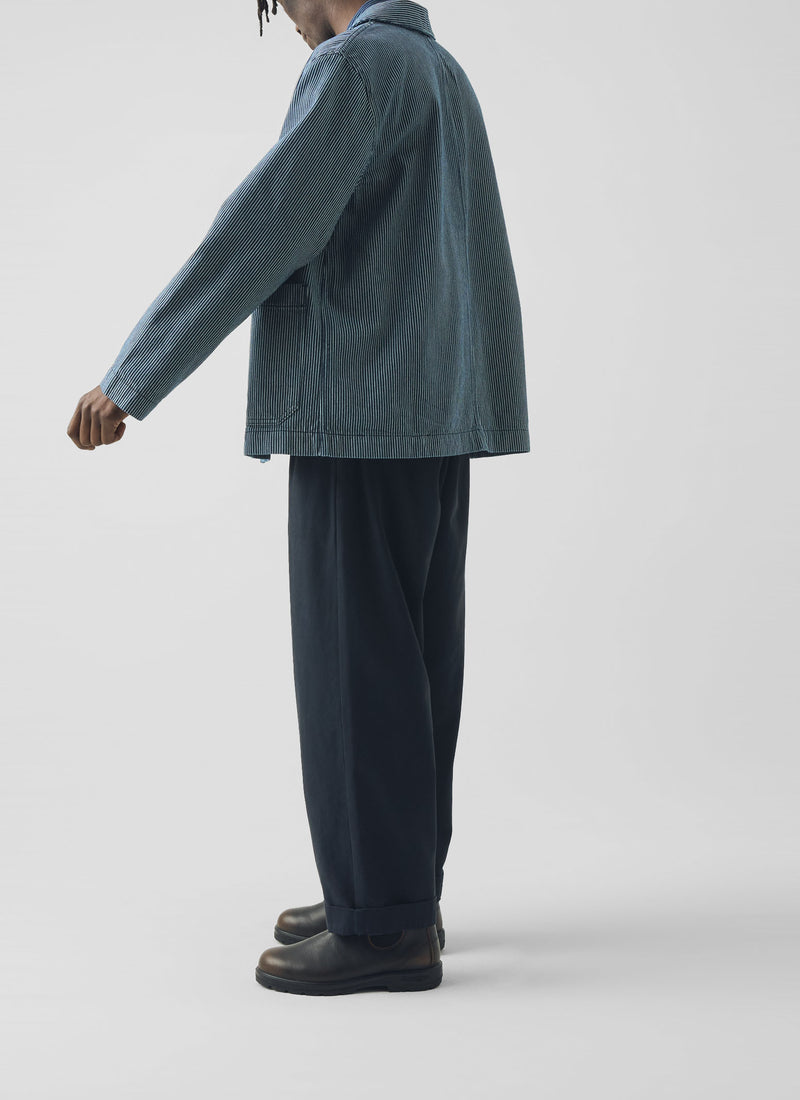 Hickory Stripe Denim Chore Jacket | Ecru/Indigo