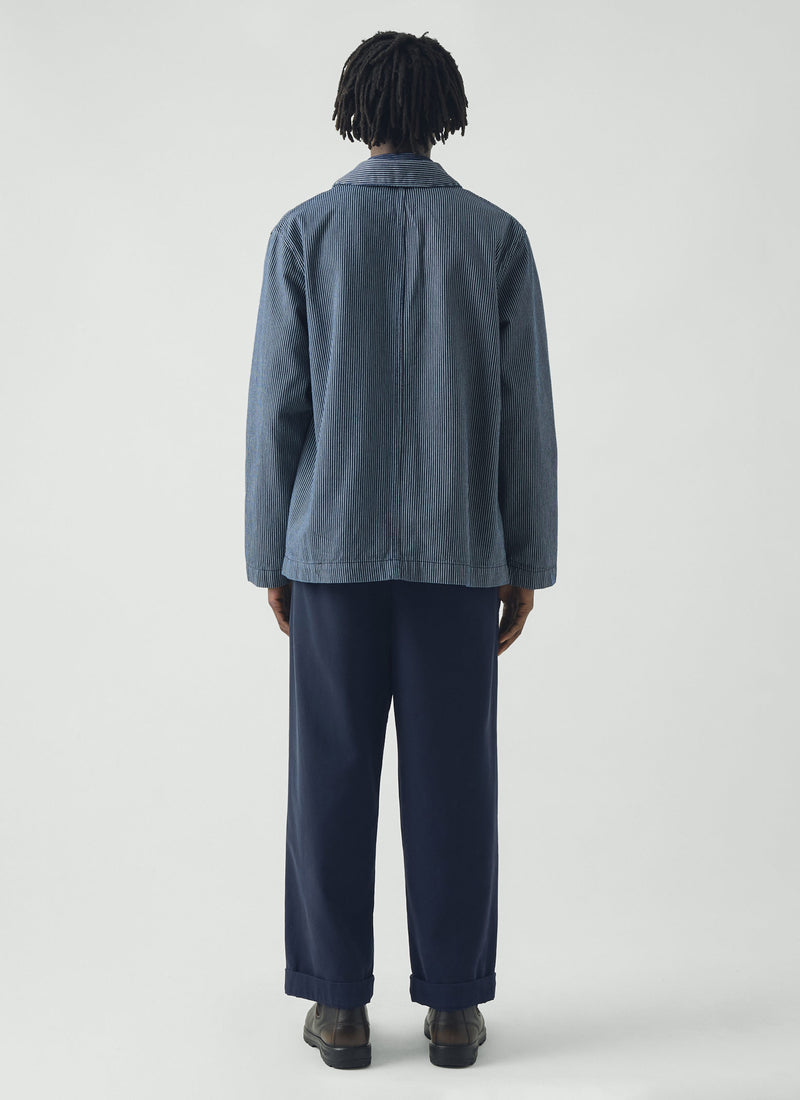 Hickory Stripe Denim Chore Jacket | Ecru/Indigo