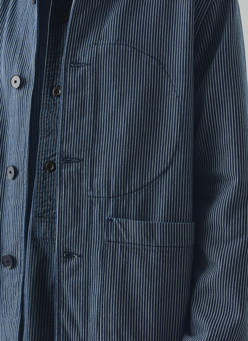 Hickory Stripe Denim Chore Jacket | Ecru/Indigo