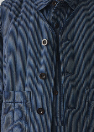 Railroad Stripe Padded Gilet | Denim Blue | TOAST