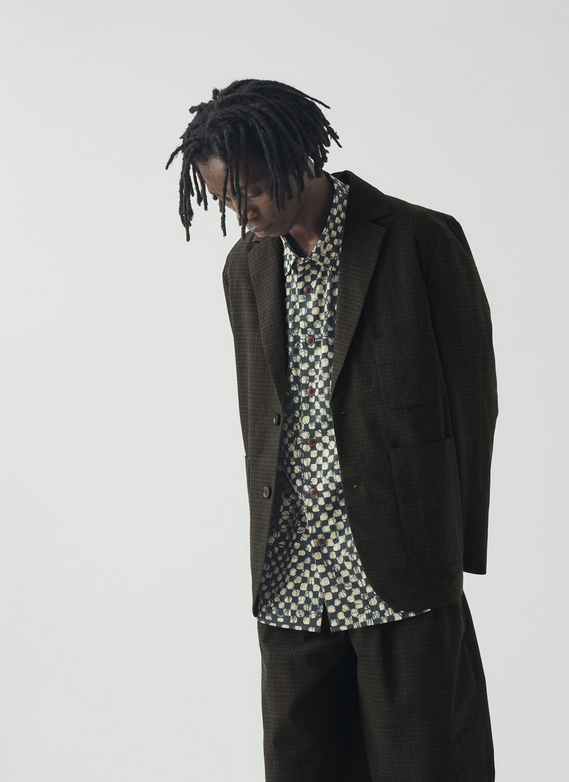 Sketch Check Cotton Wool Jacket | Slate