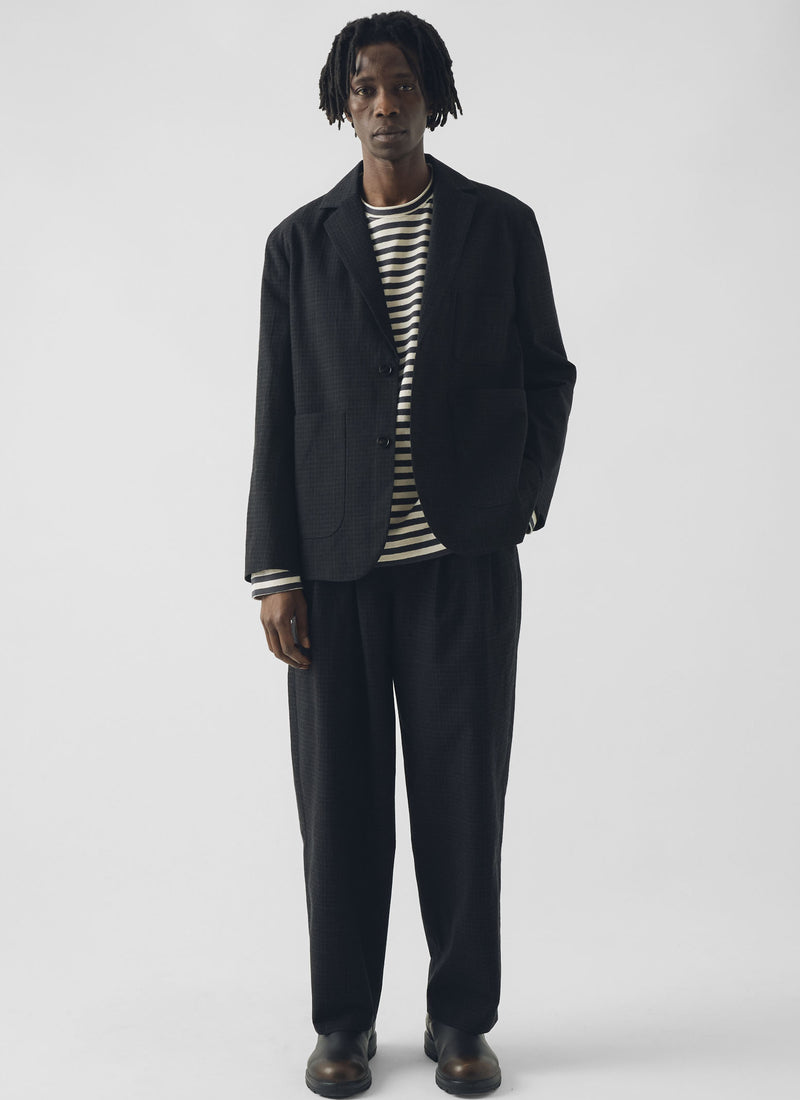 Sketch Check Cotton Wool Jacket | Slate