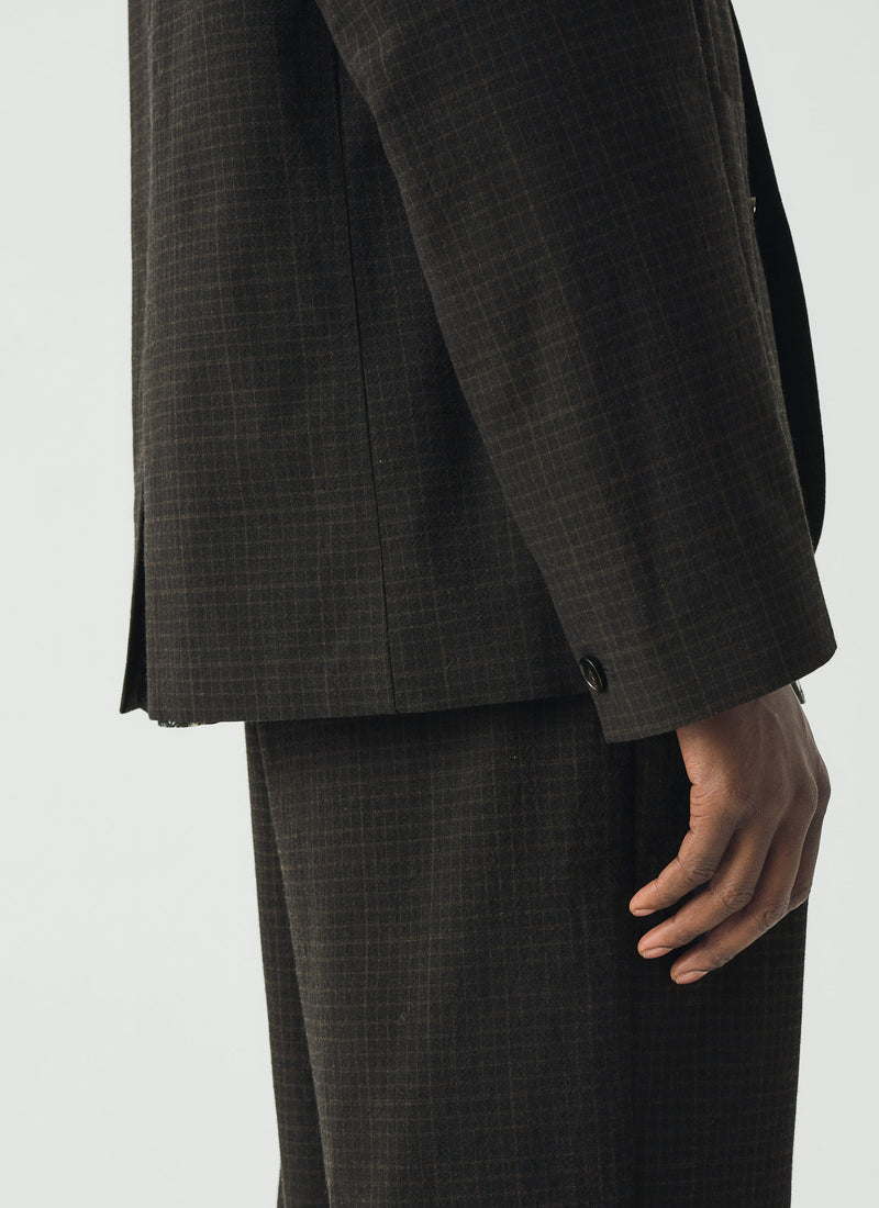 Sketch Check Cotton Wool Jacket | Slate