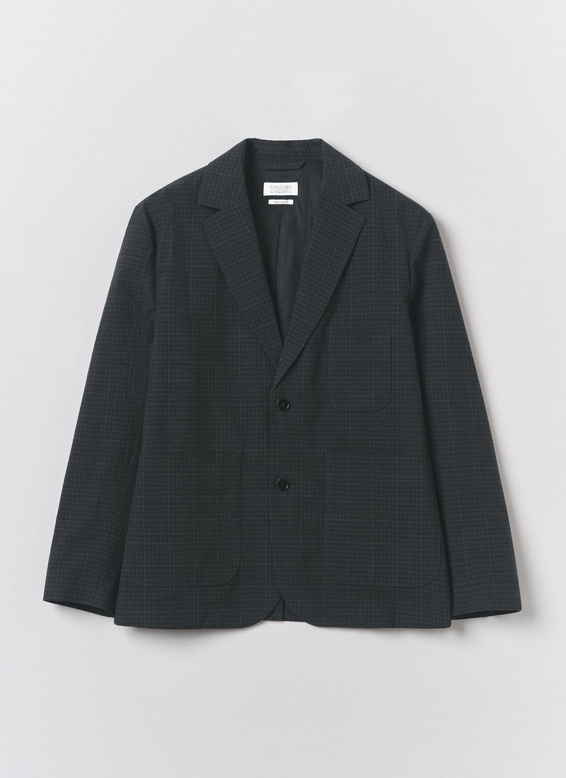 Sketch Check Cotton Wool Jacket | Slate