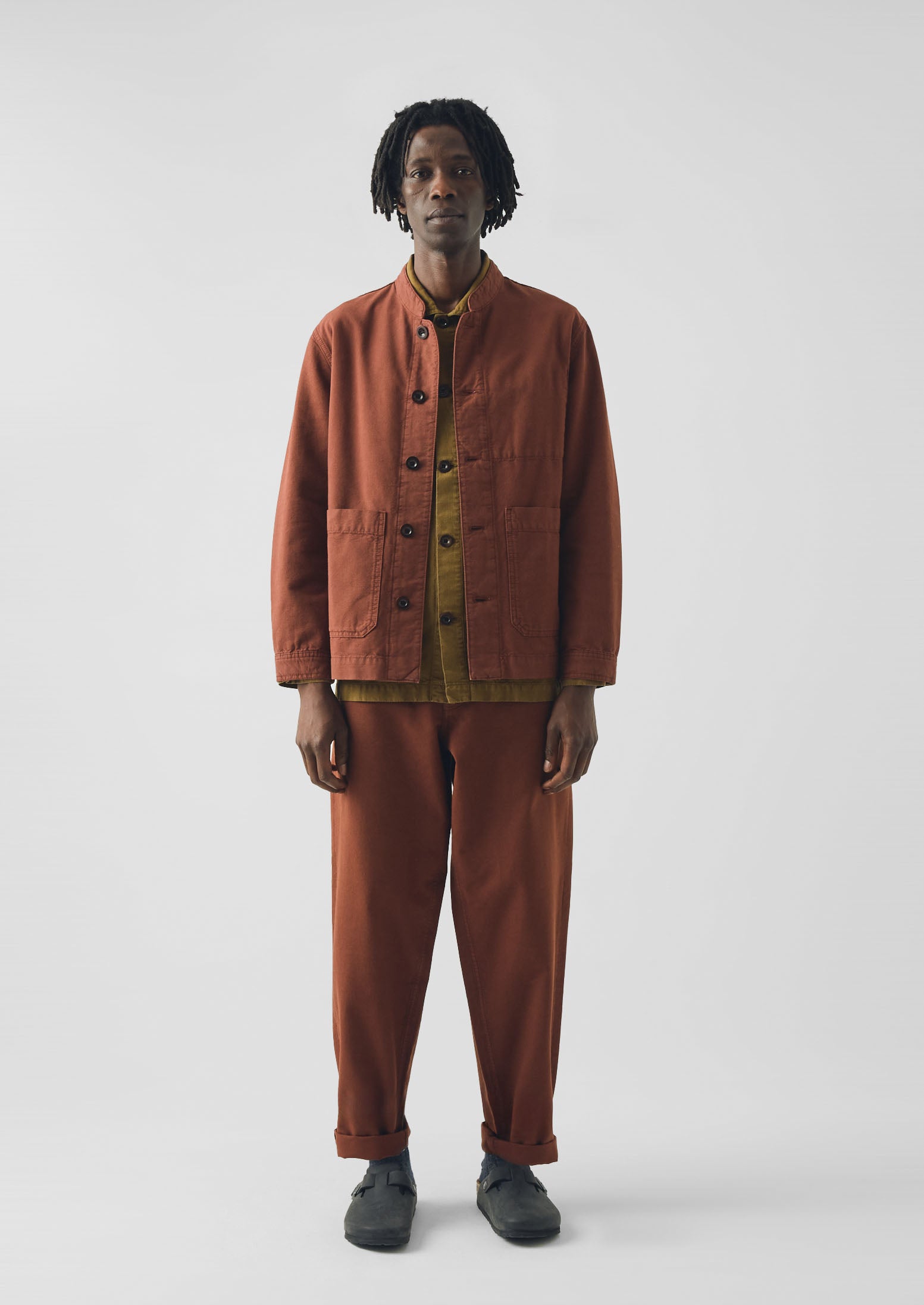 Garment Dyed Cotton Canvas Stand Collar Jacket | Cinnamon | TOAST