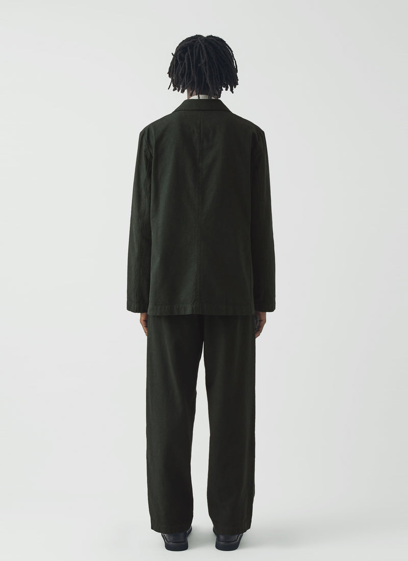 Overdyed Micro Houndstooth Cotton Blazer | Oil Green