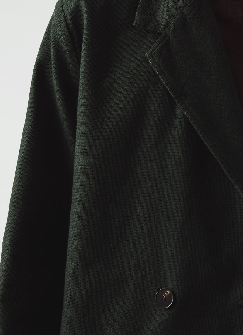 Overdyed Micro Houndstooth Cotton Blazer | Oil Green