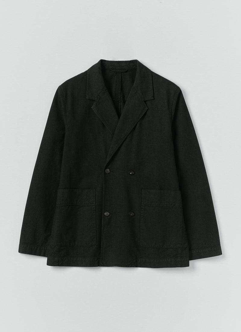 Overdyed Micro Houndstooth Cotton Blazer | Oil Green