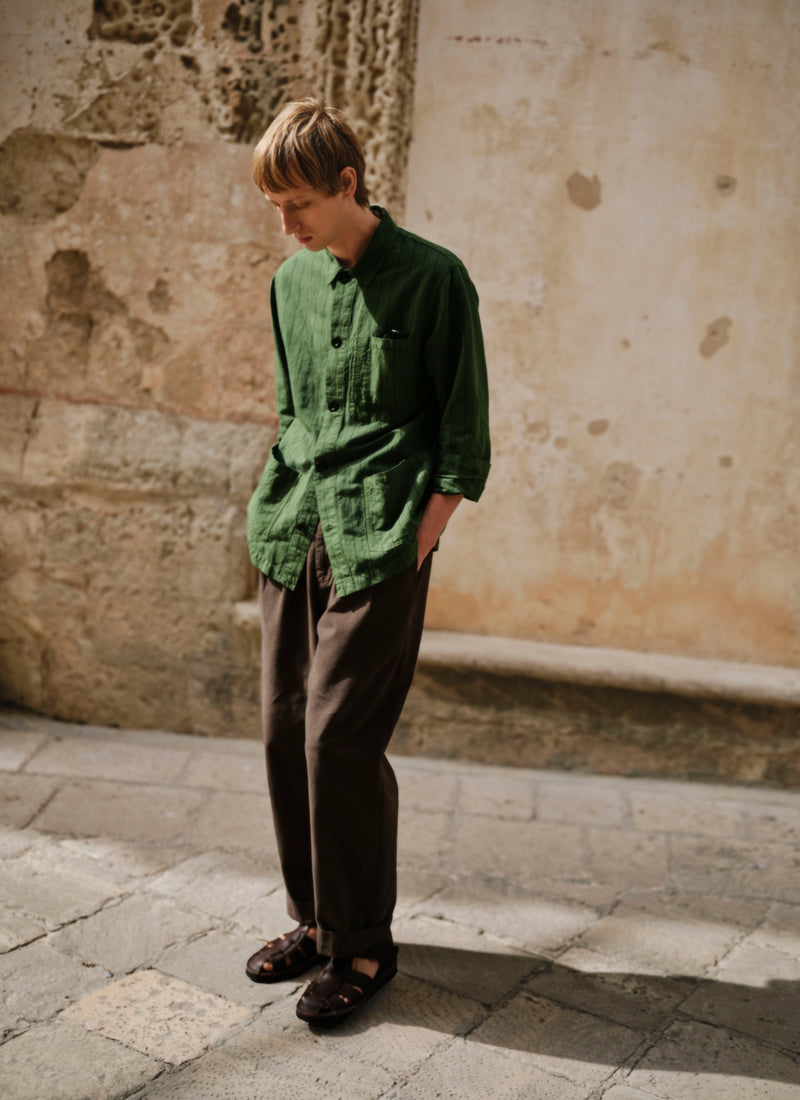 Arlo Overdyed Stripe Cotton Linen Jacket | Basil