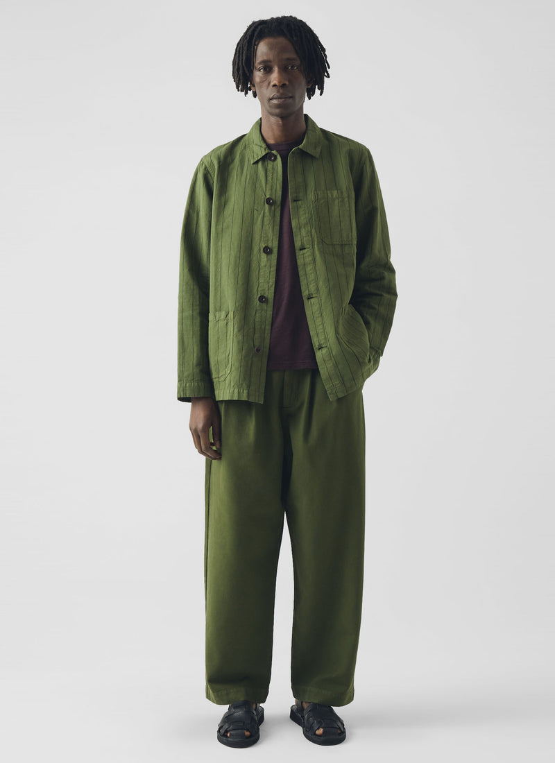 Arlo Overdyed Stripe Cotton Linen Jacket | Basil