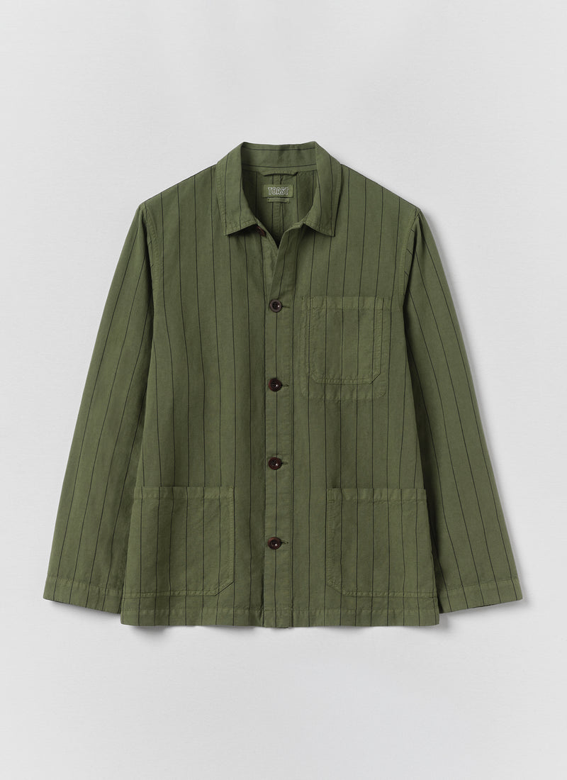 Arlo Overdyed Stripe Cotton Linen Jacket | Basil