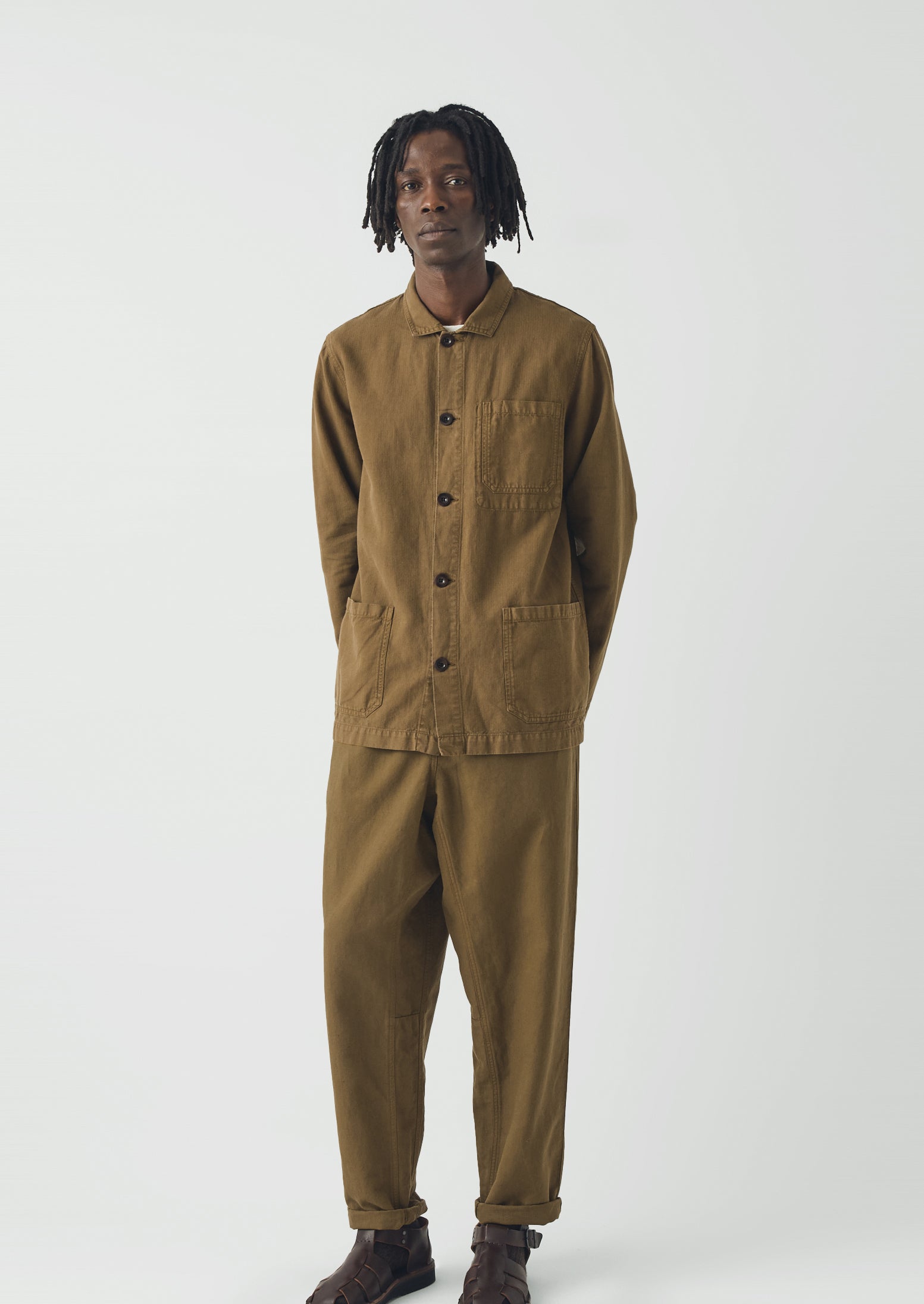 Arlo Garment Dyed Herringbone Jacket | Woodland Green | TOAST