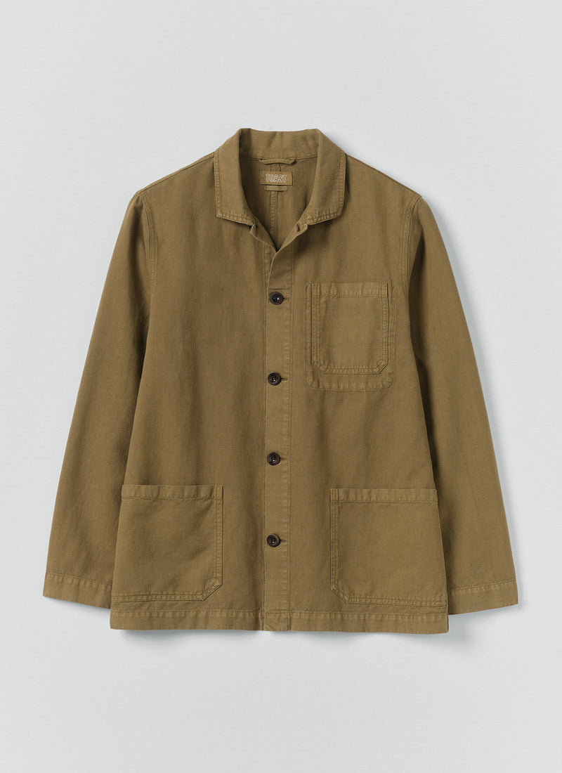Arlo Garment Dyed Herringbone Jacket | Woodland Green
