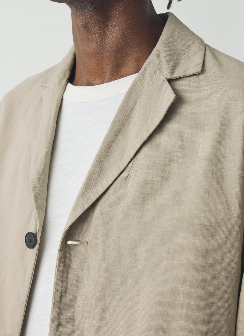 High Break Cotton Linen Blazer | Salt