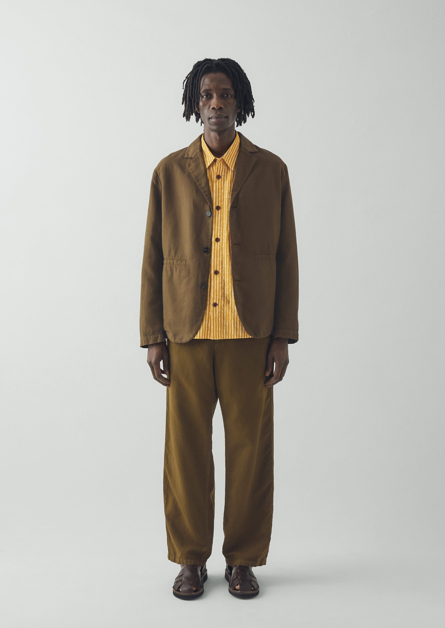 High Break Cotton Linen Blazer | Bronze Green | TOAST