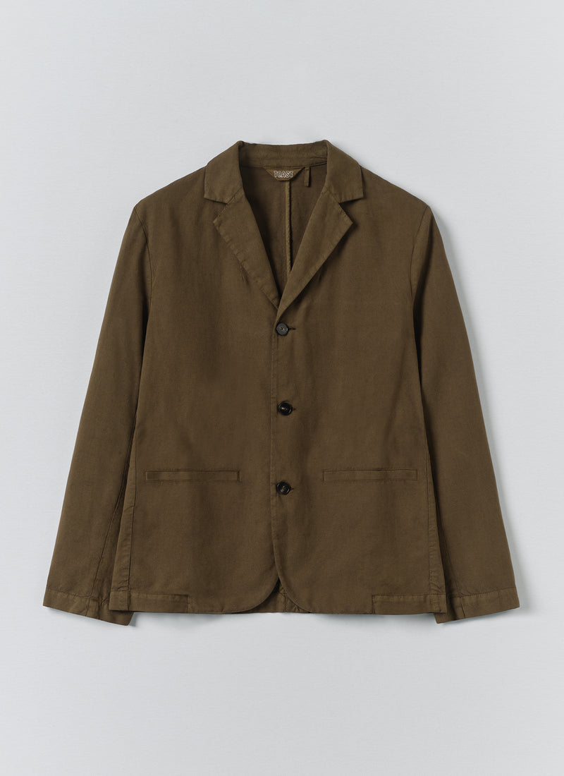 High Break Cotton Linen Blazer | Bronze Green
