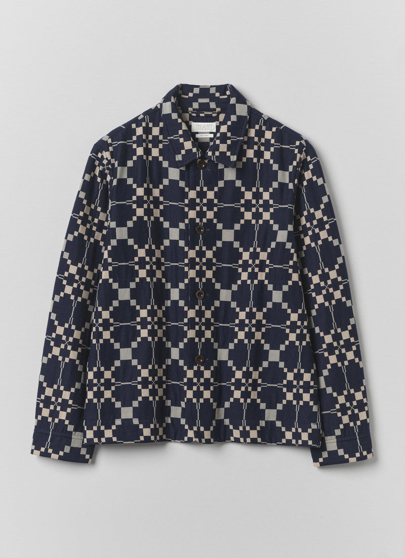 Lattice Cloth Cotton Wool Jacket | Indigo