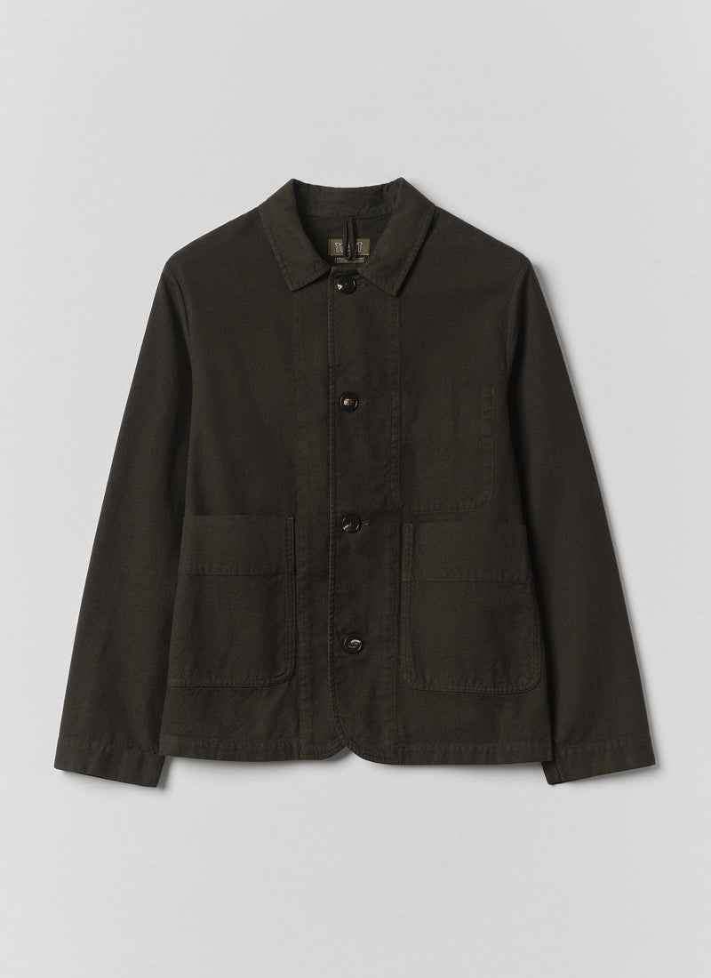 Unstructured Overdyed Micro Houndstooth Jacket | Grey Olive