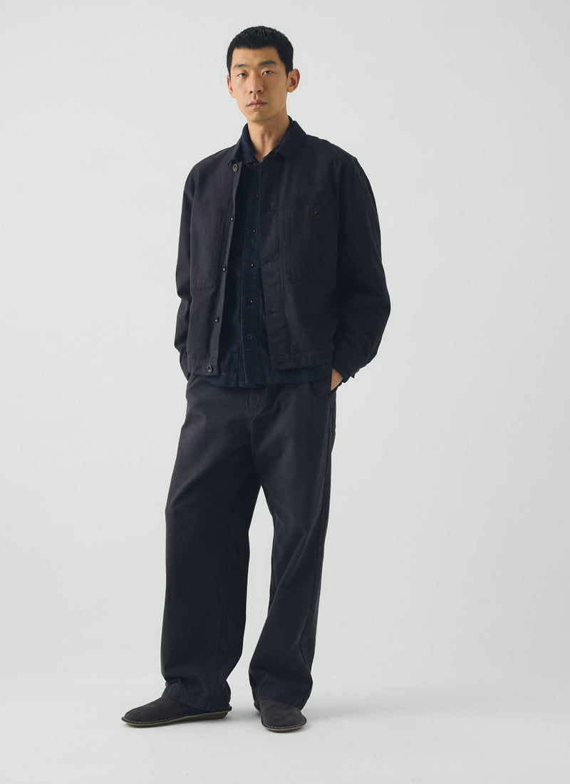 Garment Dyed Cotton Short Jacket | Dark Steel