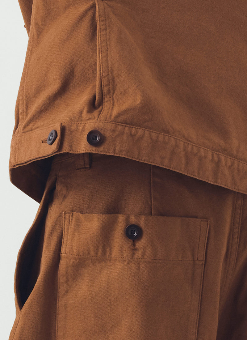 Garment Dyed Cotton Short Jacket | Brown Anise