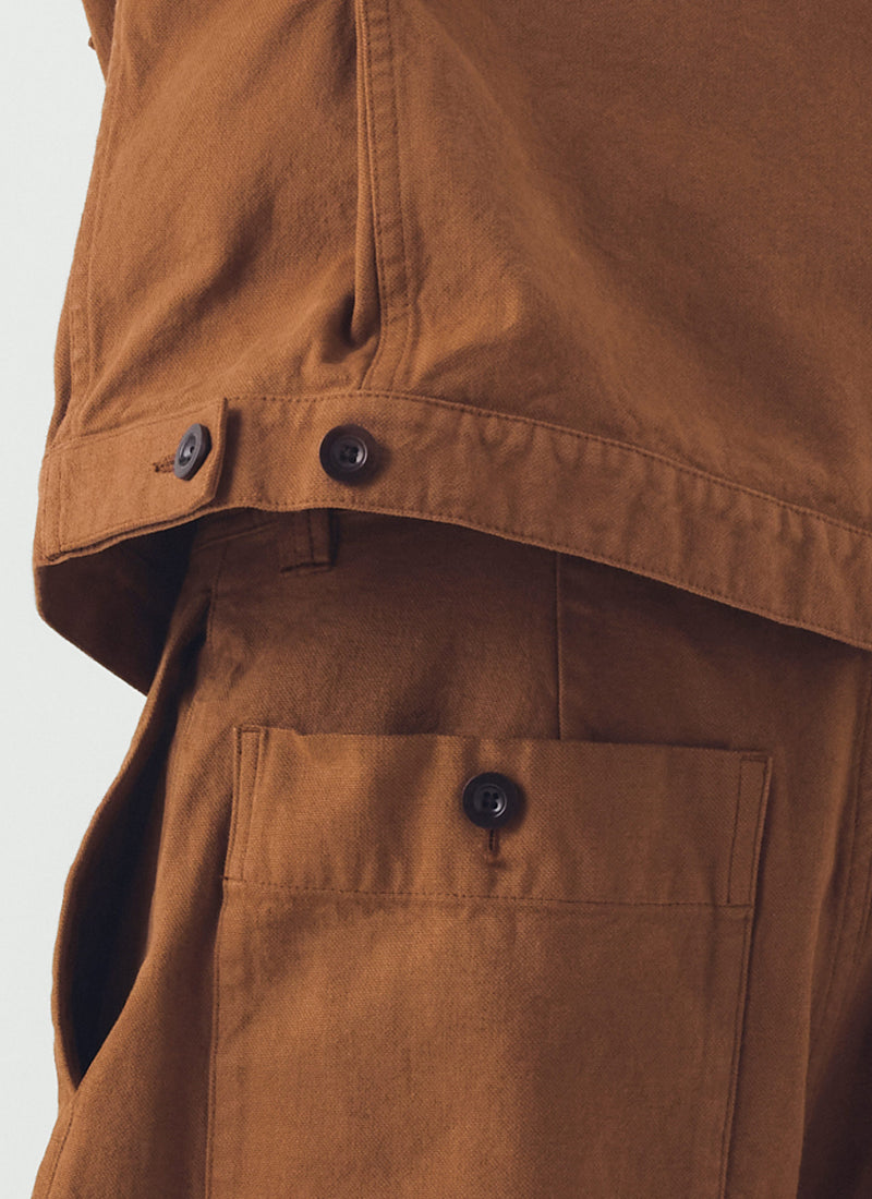Garment Dyed Cotton Short Jacket | Brown Anise