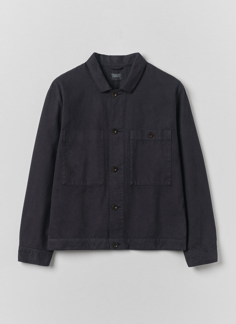 Garment Dyed Cotton Short Jacket | Dark Steel