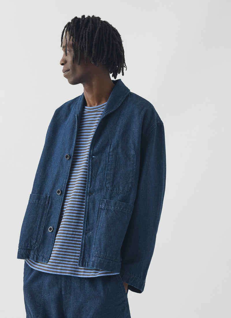 Cotton Linen Denim Jacket | Indigo