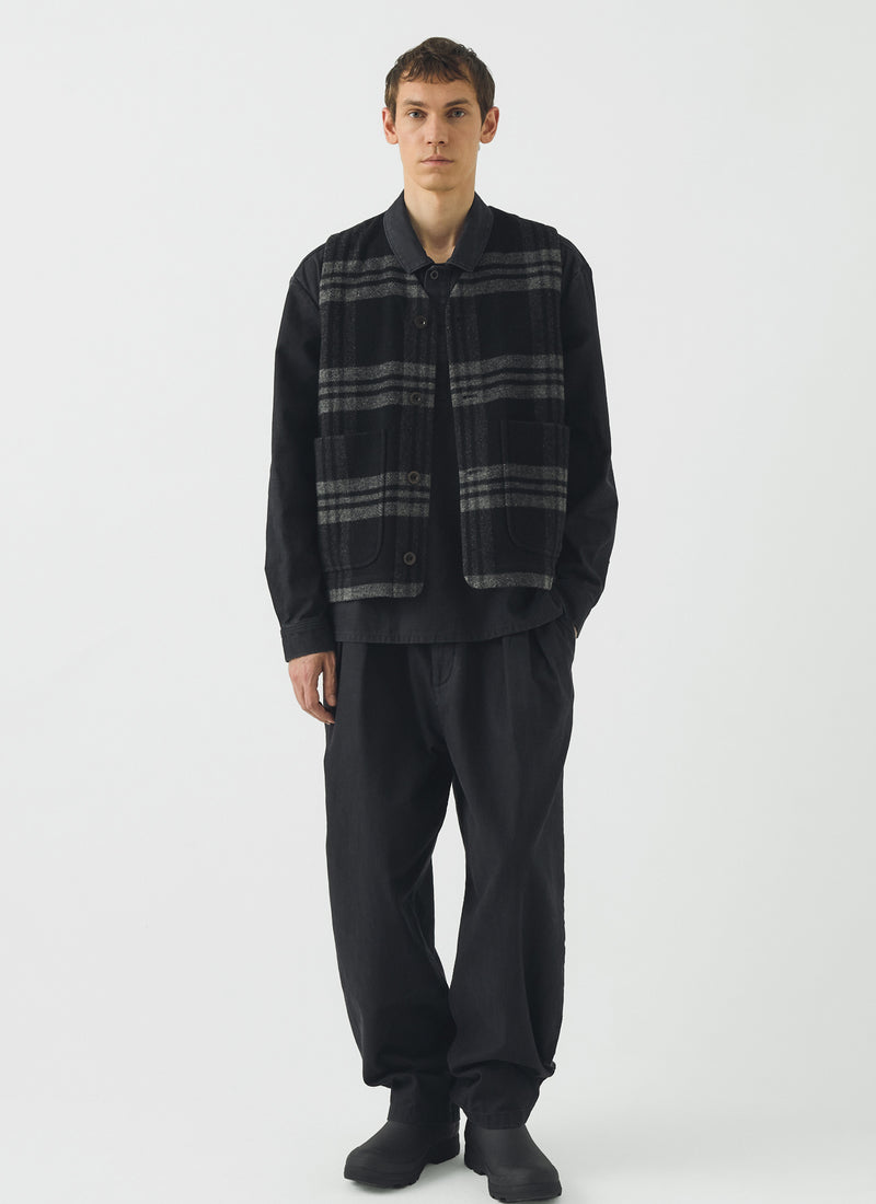 Melton Wool Check Gilet | Charcoal