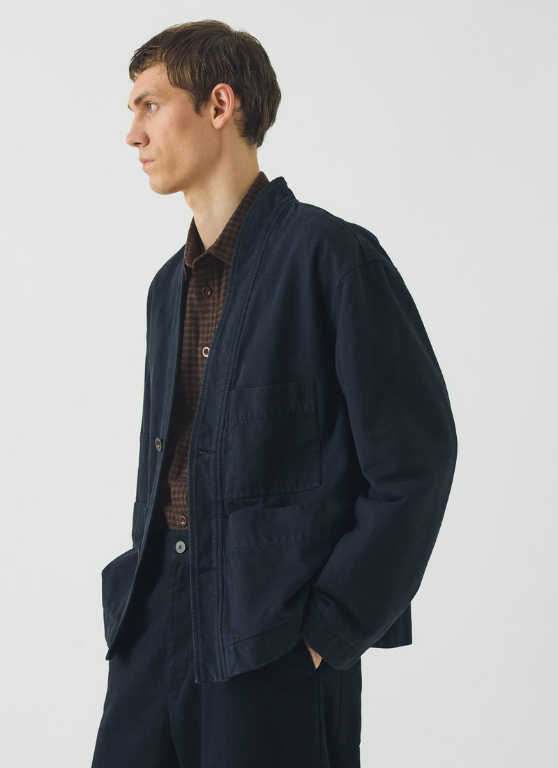 Brushed Cotton Wrap Jacket | Navy