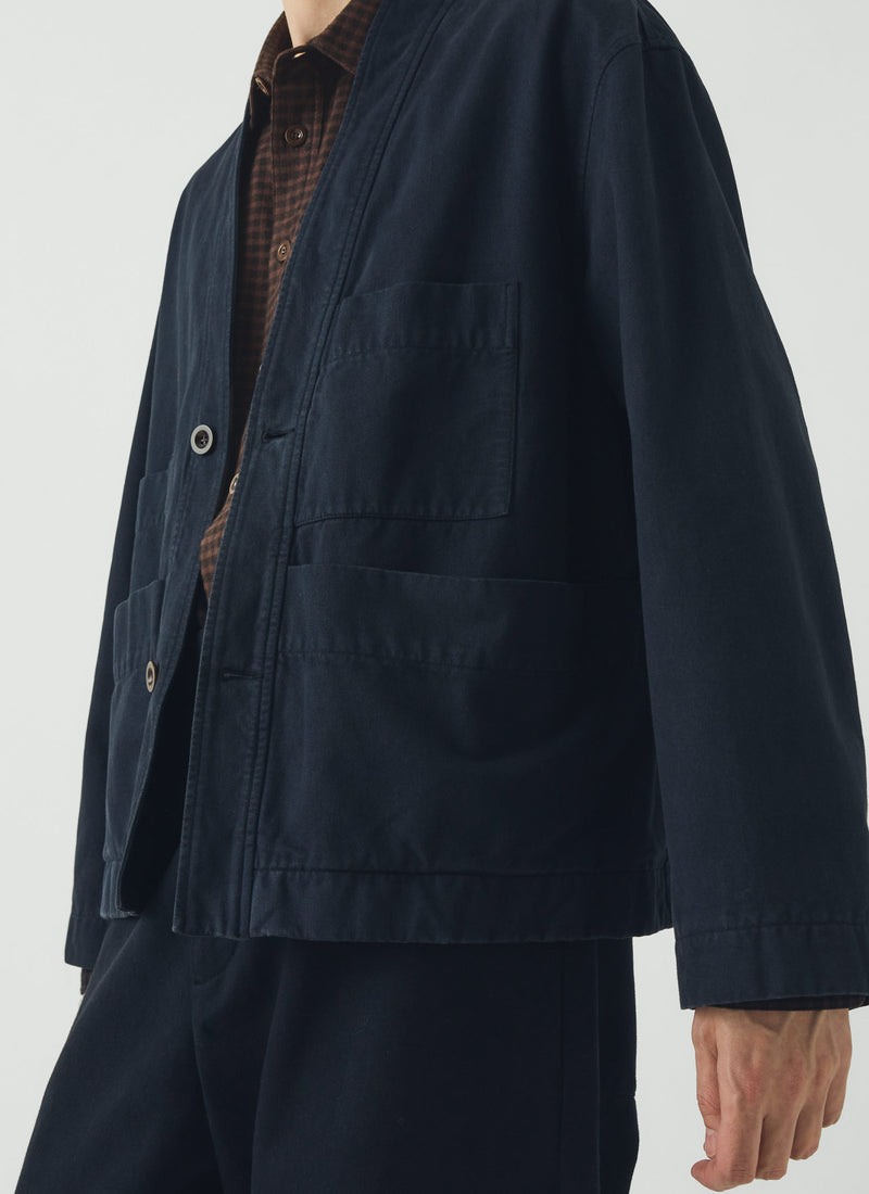 Brushed Cotton Wrap Jacket | Navy